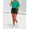 imageBTFBM Womens Oversized T Shirts Dressy Casual Short Sleeve Summer Tops Crew Neck Color Block Blouse Loose Fit Basic TeeTurquoise