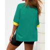 imageBTFBM Womens Oversized T Shirts Dressy Casual Short Sleeve Summer Tops Crew Neck Color Block Blouse Loose Fit Basic TeeTurquoise
