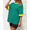 imageBTFBM Womens Oversized T Shirts Dressy Casual Short Sleeve Summer Tops Crew Neck Color Block Blouse Loose Fit Basic TeeTurquoise