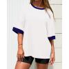 imageBTFBM Womens Oversized T Shirts Dressy Casual Short Sleeve Summer Tops Crew Neck Color Block Blouse Loose Fit Basic TeeWhite