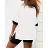 imageBTFBM Womens Oversized T Shirts Dressy Casual Short Sleeve Summer Tops Crew Neck Color Block Blouse Loose Fit Basic TeeWhite