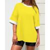 imageBTFBM Womens Oversized T Shirts Dressy Casual Short Sleeve Summer Tops Crew Neck Color Block Blouse Loose Fit Basic TeeYellow