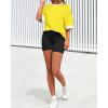 imageBTFBM Womens Oversized T Shirts Dressy Casual Short Sleeve Summer Tops Crew Neck Color Block Blouse Loose Fit Basic TeeYellow
