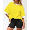 imageBTFBM Womens Oversized T Shirts Dressy Casual Short Sleeve Summer Tops Crew Neck Color Block Blouse Loose Fit Basic TeeYellow