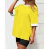 imageBTFBM Womens Oversized T Shirts Dressy Casual Short Sleeve Summer Tops Crew Neck Color Block Blouse Loose Fit Basic TeeYellow