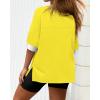 imageBTFBM Womens Oversized T Shirts Dressy Casual Short Sleeve Summer Tops Crew Neck Color Block Blouse Loose Fit Basic TeeYellow