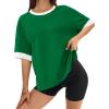 imageBTFBM Womens Oversized T Shirts Dressy Casual Short Sleeve Summer Tops Crew Neck Color Block Blouse Loose Fit Basic TeeGreen