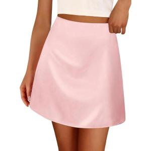 imageBTFBM Womens Satin Mini Skirt Silk 2025 Summer Short Skirt High Waisted ALine Trendy Club Party Going Out Skirts