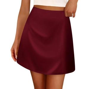 imageBTFBM Womens Satin Mini Skirt Silk 2025 Summer Short Skirt High Waisted ALine Trendy Club Party Going Out SkirtsWine Red