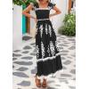 imageBTFBM Summer Dresses for Women 2025 Floral Smocked Boho Sleeveless Square Neck A Line Casual Beach Maxi Dress PocketsBlack White Flower