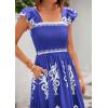 imageBTFBM Summer Dresses for Women 2025 Floral Smocked Boho Sleeveless Square Neck A Line Casual Beach Maxi Dress PocketsBlue Flower