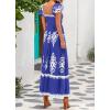 imageBTFBM Summer Dresses for Women 2025 Floral Smocked Boho Sleeveless Square Neck A Line Casual Beach Maxi Dress PocketsBlue Flower