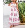 imageBTFBM Summer Dresses for Women 2025 Floral Smocked Boho Sleeveless Square Neck A Line Casual Beach Maxi Dress PocketsFloral White Rose Red