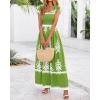 imageBTFBM Summer Dresses for Women 2025 Floral Smocked Boho Sleeveless Square Neck A Line Casual Beach Maxi Dress PocketsGreen Flower
