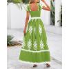 imageBTFBM Summer Dresses for Women 2025 Floral Smocked Boho Sleeveless Square Neck A Line Casual Beach Maxi Dress PocketsGreen Flower