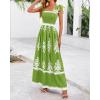 imageBTFBM Summer Dresses for Women 2025 Floral Smocked Boho Sleeveless Square Neck A Line Casual Beach Maxi Dress PocketsGreen Flower
