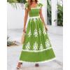 imageBTFBM Summer Dresses for Women 2025 Floral Smocked Boho Sleeveless Square Neck A Line Casual Beach Maxi Dress PocketsGreen Flower