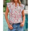 imageBTFBM Women Dressy Casual 2025 Summer Shirts Boho Floral Notched V Neck Ruffle Cap Sleeve Tops Business Work BlousesFloral Beige Multi