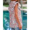 imageBTFBM Women Dressy Casual 2025 Summer Shirts Boho Floral Notched V Neck Ruffle Cap Sleeve Tops Business Work BlousesFloral Beige Multi