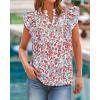 imageBTFBM Women Dressy Casual 2025 Summer Shirts Boho Floral Notched V Neck Ruffle Cap Sleeve Tops Business Work BlousesFloral Beige Multi
