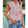 imageBTFBM Women Dressy Casual 2025 Summer Shirts Boho Floral Notched V Neck Ruffle Cap Sleeve Tops Business Work BlousesFloral Beige Multi