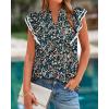 imageBTFBM Women Dressy Casual 2025 Summer Shirts Boho Floral Notched V Neck Ruffle Cap Sleeve Tops Business Work BlousesFloral Black Blue