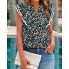 imageBTFBM Women Dressy Casual 2025 Summer Shirts Boho Floral Notched V Neck Ruffle Cap Sleeve Tops Business Work BlousesFloral Black Blue
