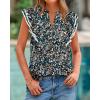 imageBTFBM Women Dressy Casual 2025 Summer Shirts Boho Floral Notched V Neck Ruffle Cap Sleeve Tops Business Work BlousesFloral Black Blue