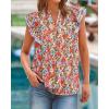 imageBTFBM Women Dressy Casual 2025 Summer Shirts Boho Floral Notched V Neck Ruffle Cap Sleeve Tops Business Work BlousesFloral Black Red