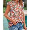 imageBTFBM Women Dressy Casual 2025 Summer Shirts Boho Floral Notched V Neck Ruffle Cap Sleeve Tops Business Work BlousesFloral Black Red