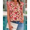 imageBTFBM Women Dressy Casual 2025 Summer Shirts Boho Floral Notched V Neck Ruffle Cap Sleeve Tops Business Work BlousesFloral Orange Pink Red