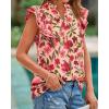 imageBTFBM Women Dressy Casual 2025 Summer Shirts Boho Floral Notched V Neck Ruffle Cap Sleeve Tops Business Work BlousesFloral Orange Pink Red
