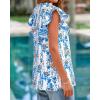 imageBTFBM Women Dressy Casual 2025 Summer Shirts Boho Floral Notched V Neck Ruffle Cap Sleeve Tops Business Work BlousesFloral White Blue