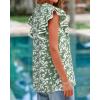 imageBTFBM Women Dressy Casual 2025 Summer Shirts Boho Floral Notched V Neck Ruffle Cap Sleeve Tops Business Work BlousesLeaves Light Green