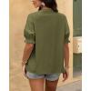 imageBTFBM Womens 2025 Summer Tops Casual Floral Boho V Neck Puff Short Sleeve Button Down Shirts Embroidered Blouses TunicFloral Army Green White