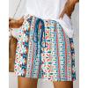 imageBTFBM Womens Casual Boho Shorts Summer Clothes 2025 Elastic Waist Printed Loose Lounge Beach Short Pants with PocketsPrint Blue