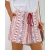 imageBTFBM Womens Casual Boho Shorts Summer Clothes 2025 Elastic Waist Printed Loose Lounge Beach Short Pants with PocketsPrint Red Brown