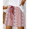 imageBTFBM Womens Casual Boho Shorts Summer Clothes 2025 Elastic Waist Printed Loose Lounge Beach Short Pants with PocketsPrint Red Brown