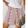 imageBTFBM Womens Casual Boho Shorts Summer Clothes 2025 Elastic Waist Printed Loose Lounge Beach Short Pants with PocketsPrint Red Brown