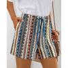imageBTFBM Womens Casual Boho Shorts Summer Clothes 2025 Elastic Waist Printed Loose Lounge Beach Short Pants with PocketsStriped Navy