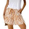 imageBTFBM Womens Casual Boho Shorts Summer Clothes 2025 Elastic Waist Printed Loose Lounge Beach Short Pants with PocketsPrint Khaki