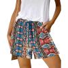 imageBTFBM Womens Casual Boho Shorts Summer Clothes 2025 Elastic Waist Printed Loose Lounge Beach Short Pants with PocketsPrint Navy