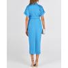 imageBTFBM 2025 Women Button Down Ruched Shirt Dresses Short Sleeve Lapel V Neck Elegant Party Spring Summer Maxi Satin DressShort Sleeve Aqua Blue