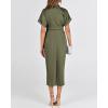 imageBTFBM 2025 Women Button Down Ruched Shirt Dresses Short Sleeve Lapel V Neck Elegant Party Spring Summer Maxi Satin DressShort Sleeve Army Green