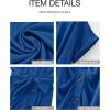 imageBTFBM 2025 Women Button Down Ruched Shirt Dresses Short Sleeve Lapel V Neck Elegant Party Spring Summer Maxi Satin DressShort Sleeve Brilliant Blue