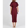 imageBTFBM 2025 Women Button Down Ruched Shirt Dresses Short Sleeve Lapel V Neck Elegant Party Spring Summer Maxi Satin DressShort Sleeve Dark Wine Red