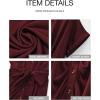 imageBTFBM 2025 Women Button Down Ruched Shirt Dresses Short Sleeve Lapel V Neck Elegant Party Spring Summer Maxi Satin DressShort Sleeve Dark Wine Red