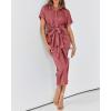 imageBTFBM 2025 Women Button Down Ruched Shirt Dresses Short Sleeve Lapel V Neck Elegant Party Spring Summer Maxi Satin DressShort Sleeve Dusty Pink