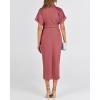 imageBTFBM 2025 Women Button Down Ruched Shirt Dresses Short Sleeve Lapel V Neck Elegant Party Spring Summer Maxi Satin DressShort Sleeve Dusty Pink