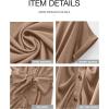 imageBTFBM 2025 Women Button Down Ruched Shirt Dresses Short Sleeve Lapel V Neck Elegant Party Spring Summer Maxi Satin DressShort Sleeve Light Khaki